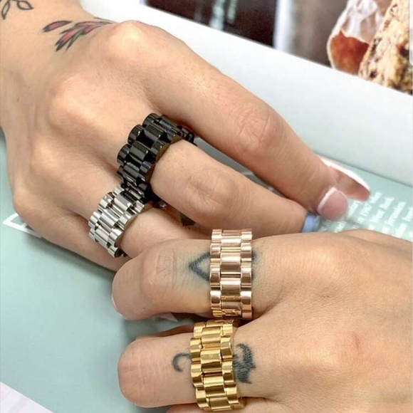 #1. Chunky Link Chain Stainless Steel Strap Finger Rings Jewelry - Picture 11 of 12